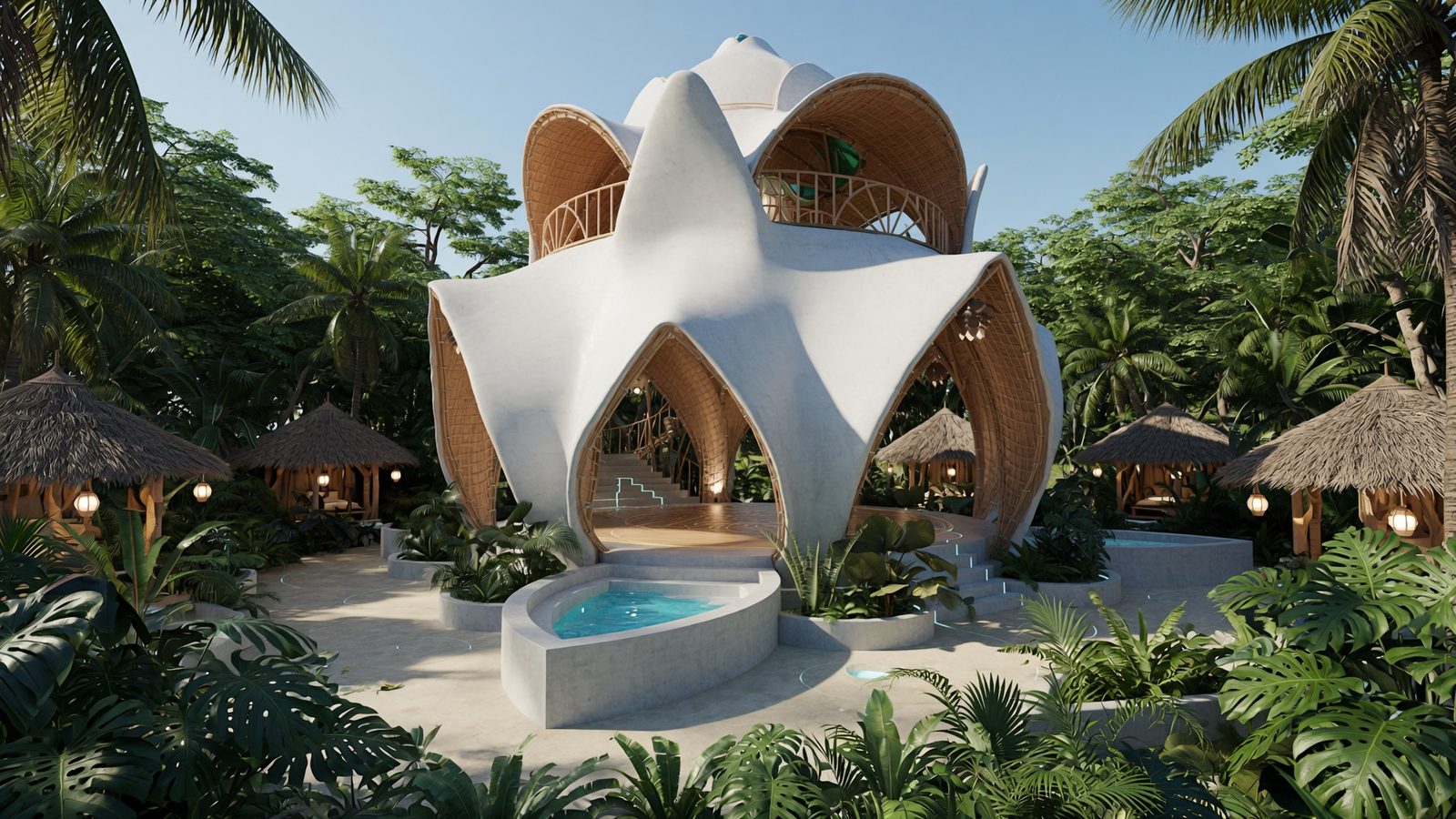 The Avatara temple, a lotus form rising from the jungle